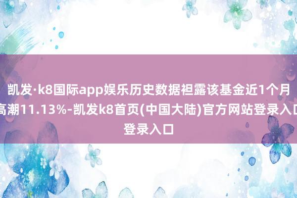 凯发·k8国际app娱乐历史数据袒露该基金近1个月高潮11.13%-凯发k8首页(中国大陆)官方网站登录入口